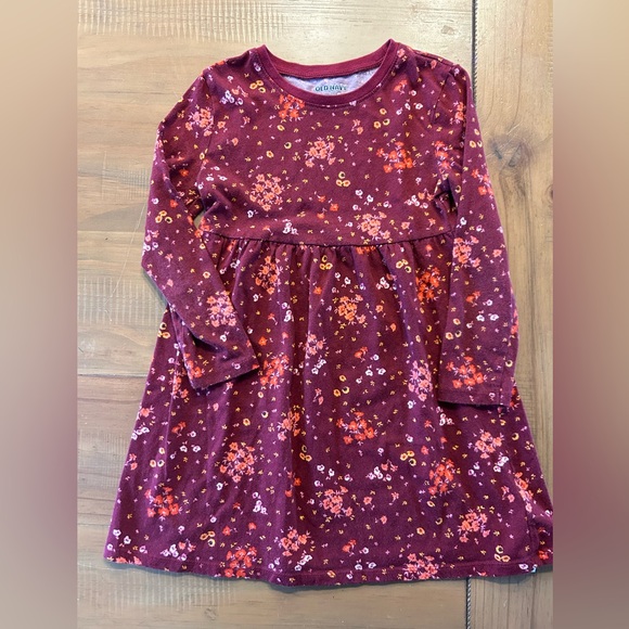 Old Navy Other - Old Navy Maroon Floral Long-Sleeve Girls Dress